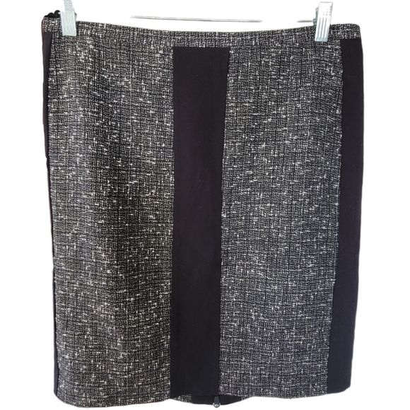 Narciso Rodriguez Black Grey Tweed Mini Pencil Skirt Office Boss Lady Sz 10 - Picture 3 of 11